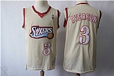 76ers 3 Allen Iverson Cream Hardwood Classics Stitched NBA Jersey,baseball caps,new era cap wholesale,wholesale hats